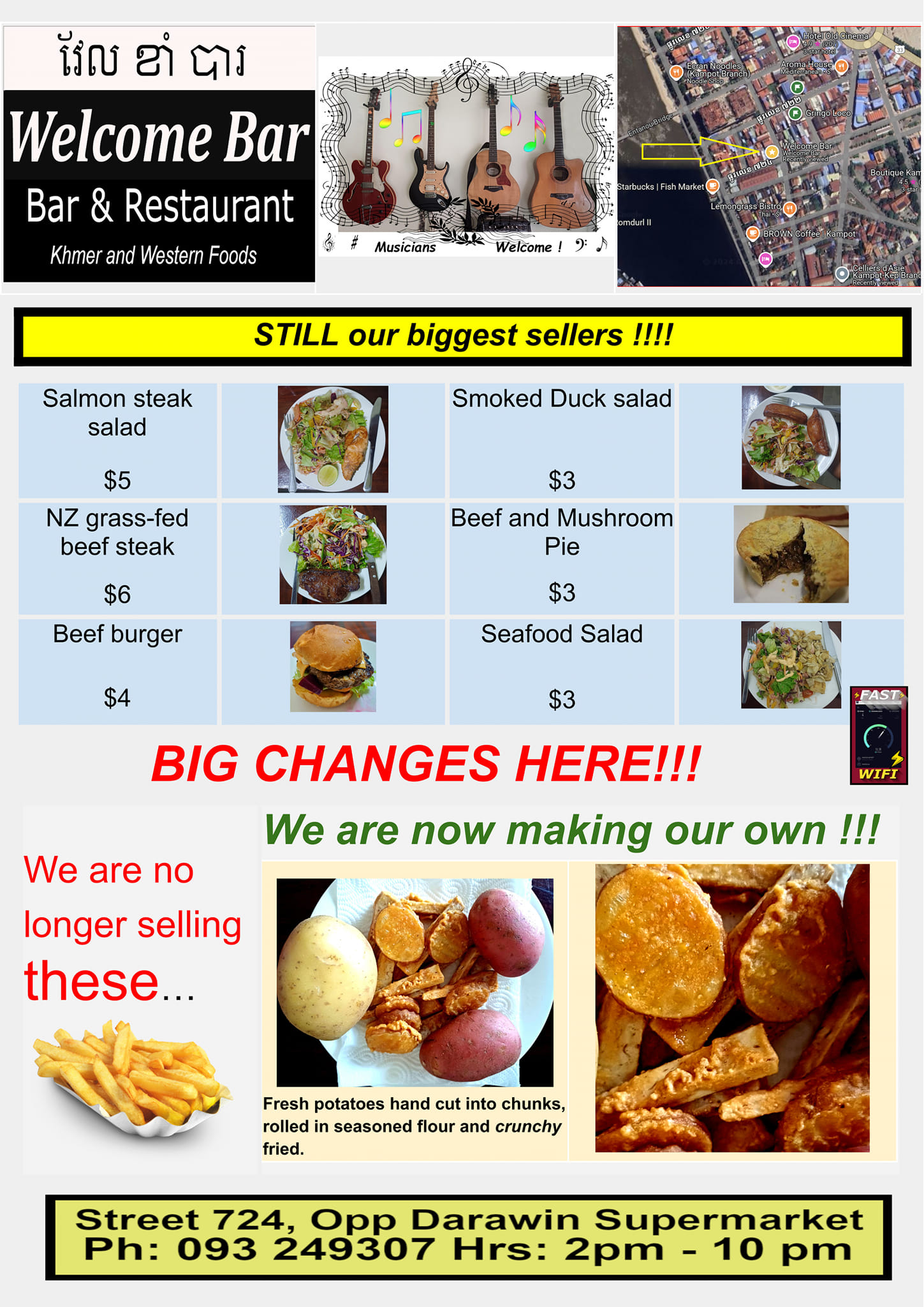 Welcome bar and restaurant in kampot, cambodia