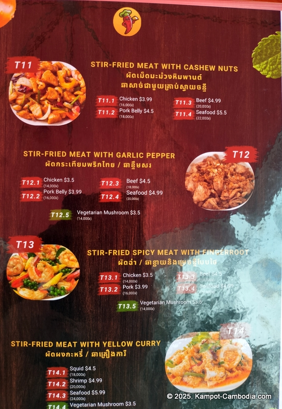 thai zaab station in kampot, cambodia thai food