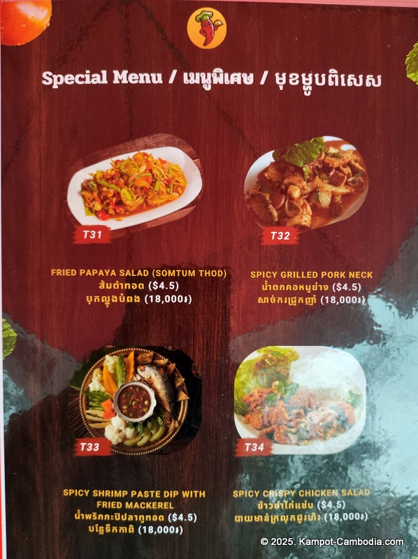 thai zaab station in kampot, cambodia thai food