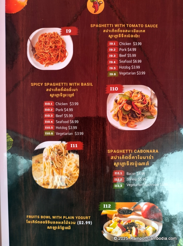 thai zaab station in kampot, cambodia thai food