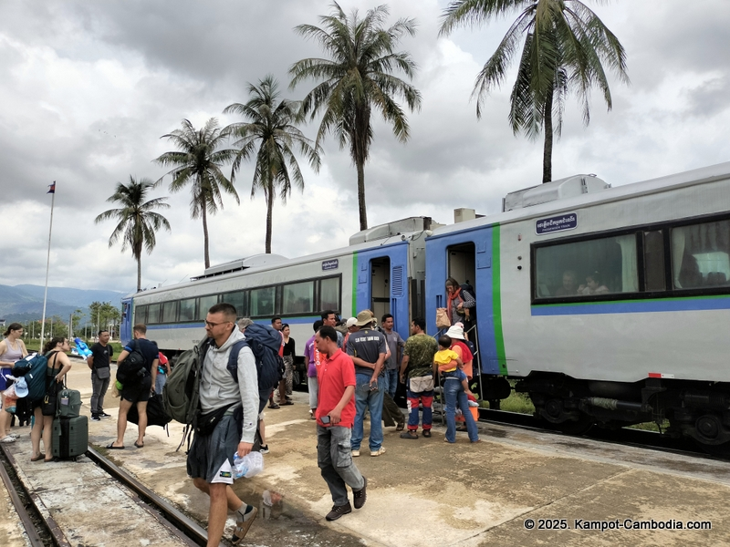 Train in Kampot, Cambodia. Kampot Train Station. Train schedule.