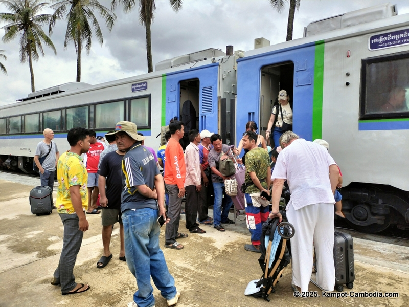 Train in Kampot, Cambodia. Kampot Train Station. Train schedule.