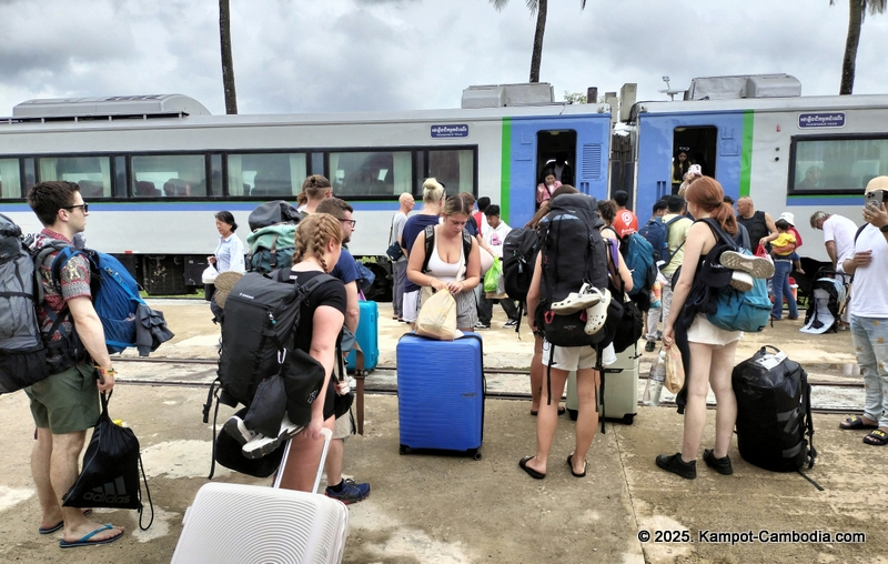 Train in Kampot, Cambodia. Kampot Train Station. Train schedule.