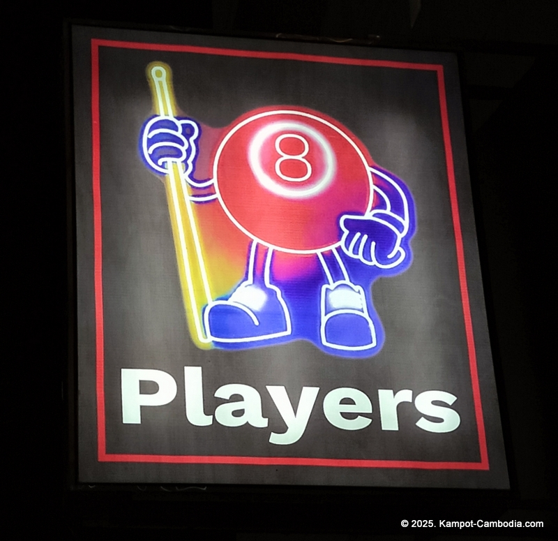 players pool hall, golf simulator, karaoke, sports bar, and sky bar in kampot, cambodia