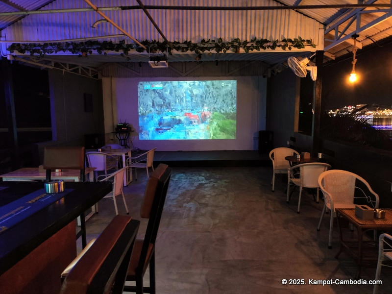 players pool hall, golf simulator, karaoke, sports bar, and sky bar in kampot, cambodia