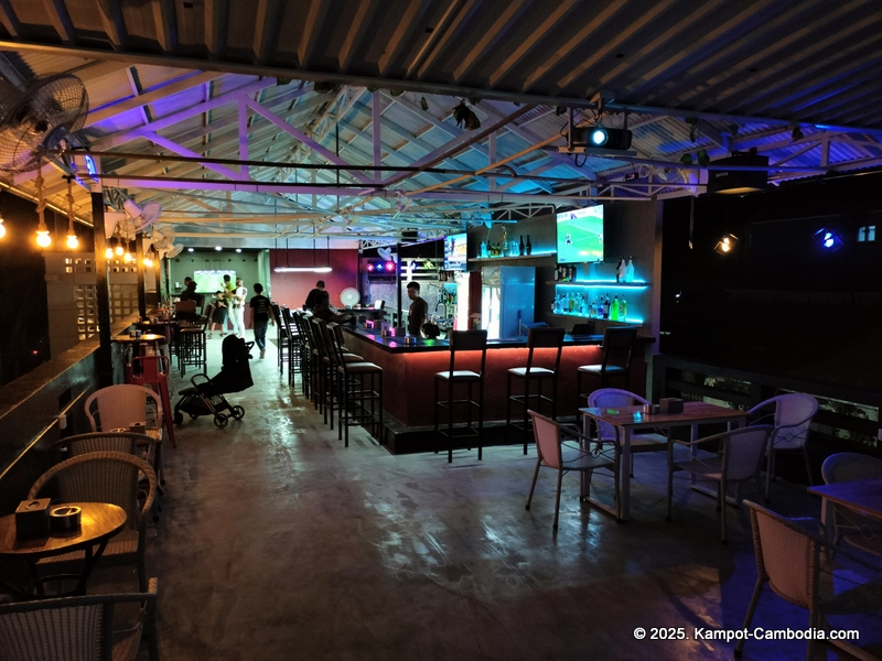 players pool hall, golf simulator, karaoke, sports bar, and sky bar in kampot, cambodia