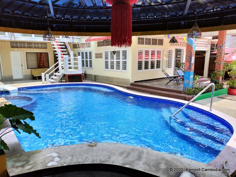 Studebakers Guesthouse, restaurant and bar in Kampot, Cambodia.