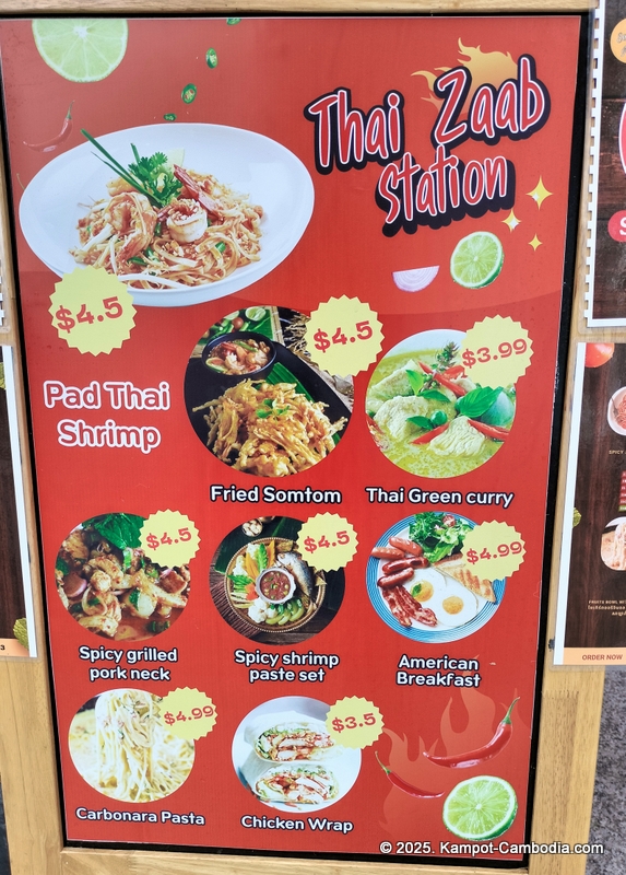 thai zaab station in kampot, cambodia thai food