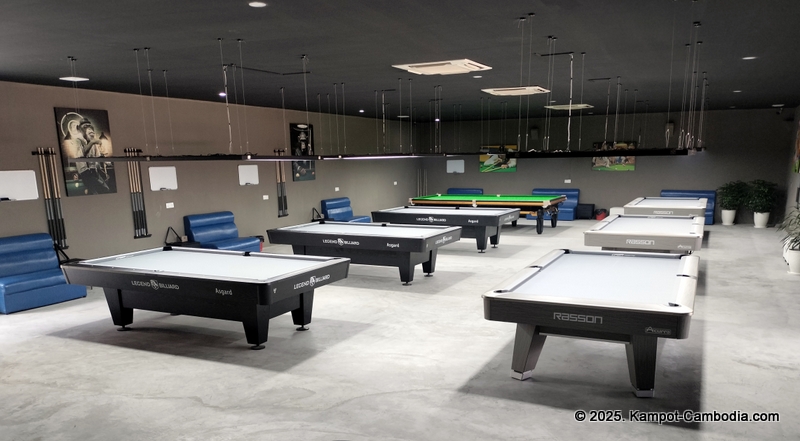 players pool hall, golf simulator, karaoke, sports bar, and sky bar in kampot, cambodia