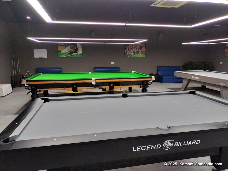 players pool hall, golf simulator, karaoke, sports bar, and sky bar in kampot, cambodia
