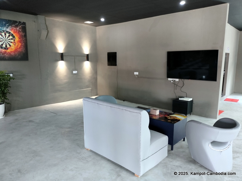 players pool hall, golf simulator, karaoke, sports bar, and sky bar in kampot, cambodia