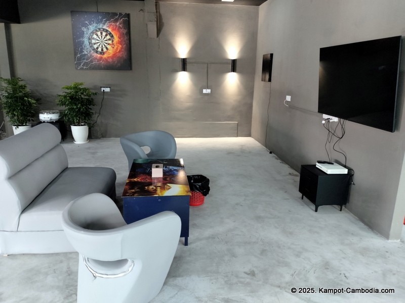 players pool hall, golf simulator, karaoke, sports bar, and sky bar in kampot, cambodia