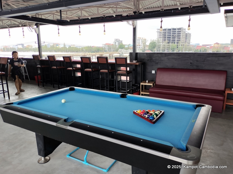 players pool hall, golf simulator, karaoke, sports bar, and sky bar in kampot, cambodia