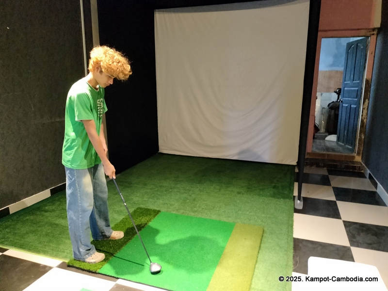 players pool hall, golf simulator, karaoke, sports bar, and sky bar in kampot, cambodia