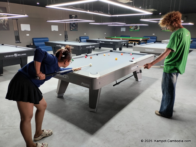 players pool hall, golf simulator, karaoke, sports bar, and sky bar in kampot, cambodia