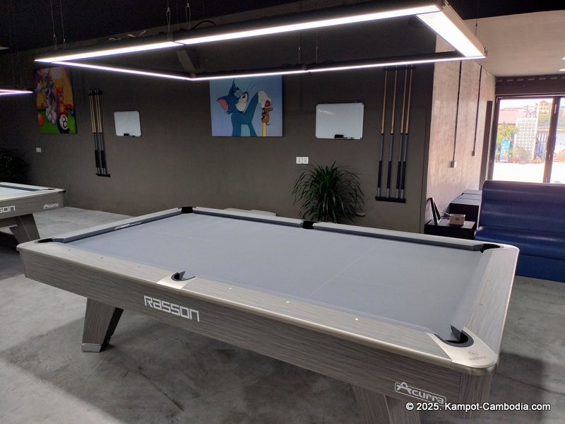 players pool hall, golf simulator, karaoke, sports bar, and sky bar in kampot, cambodia