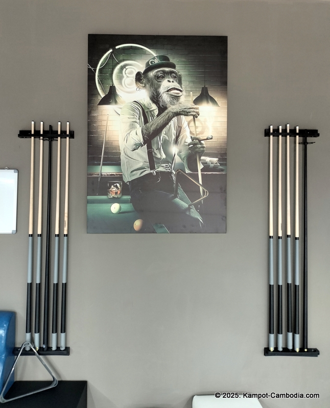 players pool hall, golf simulator, karaoke, sports bar, and sky bar in kampot, cambodia