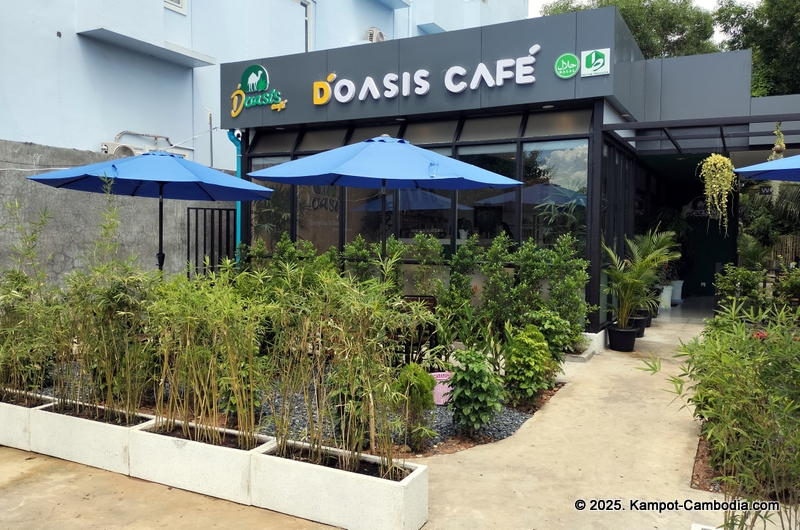 D'Oasis Cafe. Meeting Room, Prayer Room, Thai and Indian Food. in Kampot, Cambodia.