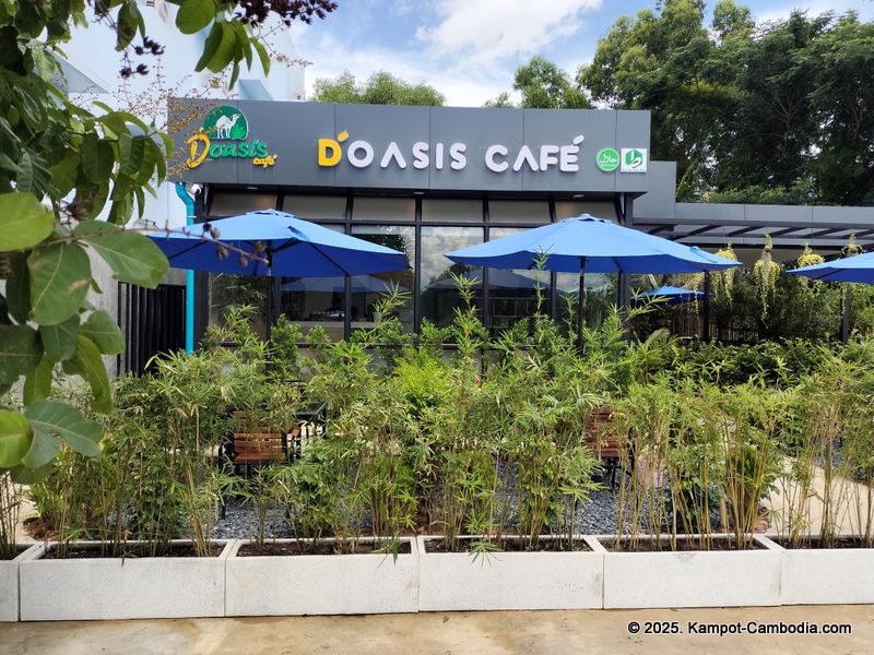 D'Oasis Cafe. Meeting Room, Prayer Room, Thai and Indian Food. in Kampot, Cambodia.