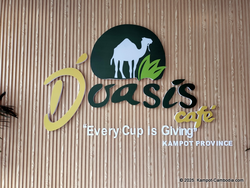 D'Oasis Cafe. Meeting Room, Prayer Room, Thai and Indian Food. in Kampot, Cambodia.