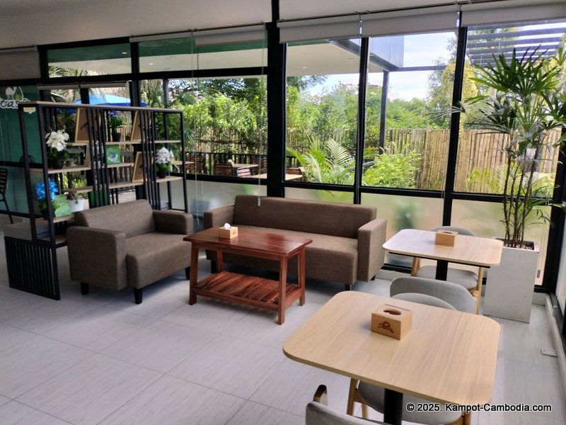 D'Oasis Cafe. Meeting Room, Prayer Room, Thai and Indian Food. in Kampot, Cambodia.