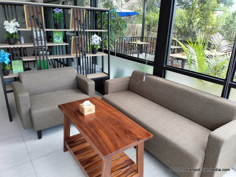 D'Oasis Cafe. Meeting Room, Prayer Room, Thai and Indian Food. in Kampot, Cambodia.