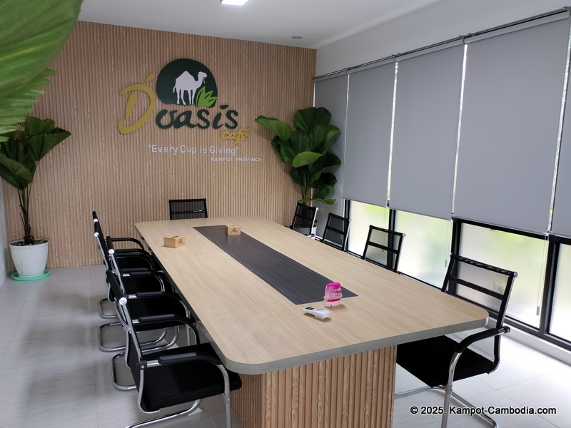 D'Oasis Cafe. Meeting Room, Prayer Room, Thai and Indian Food. in Kampot, Cambodia.