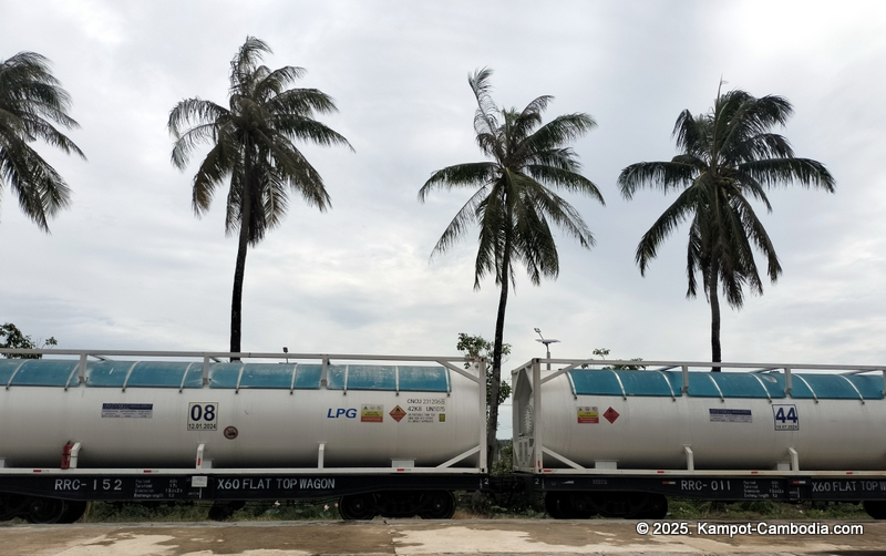 Train in Kampot, Cambodia. Kampot Train Station. Train schedule.