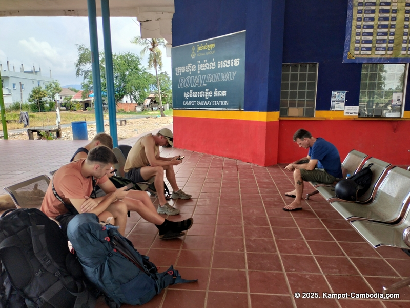 Train in Kampot, Cambodia. Kampot Train Station. Train schedule.