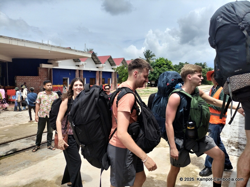 Train in Kampot, Cambodia. Kampot Train Station. Train schedule.