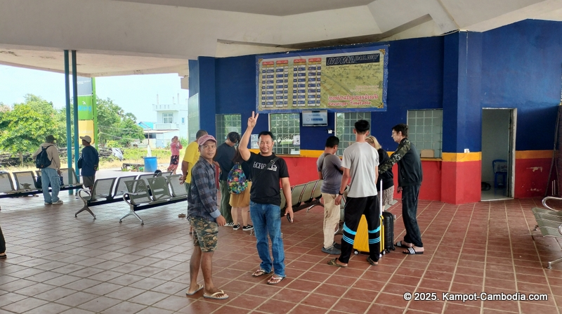 Train in Kampot, Cambodia. Kampot Train Station. Train schedule.
