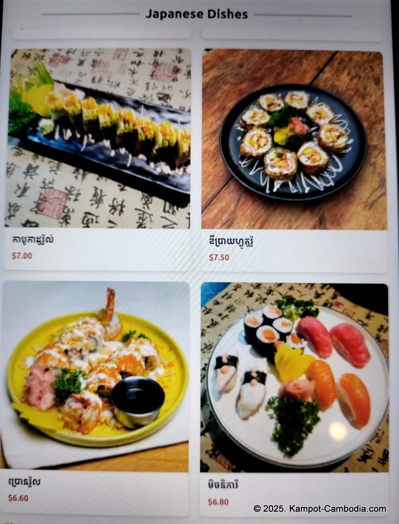 old market pub in kampot cambodia. Japanese restaurant.