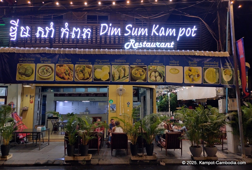 Dim Sum Kampot Restaurant in downtown Cambodia.