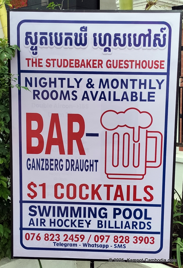 Studebakers Guesthouse, restaurant and bar in Kampot, Cambodia.