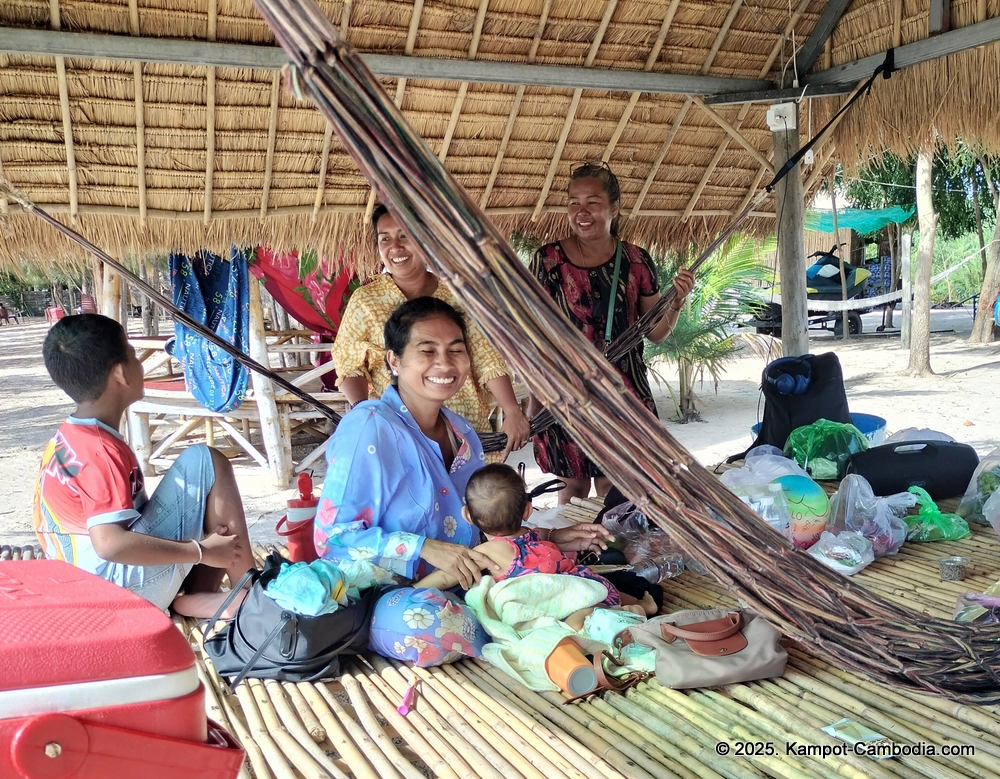 Phesamout Camping on fish island in Kampot, Cambodia.