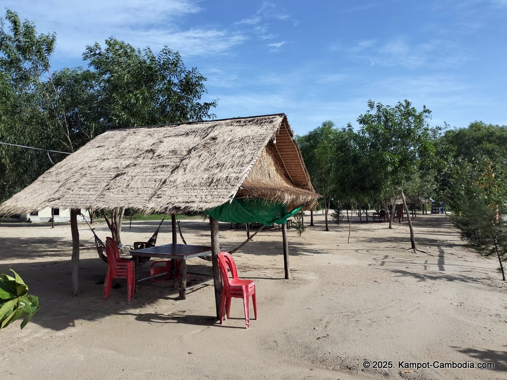 Phesamout Camping on fish island in Kampot, Cambodia.