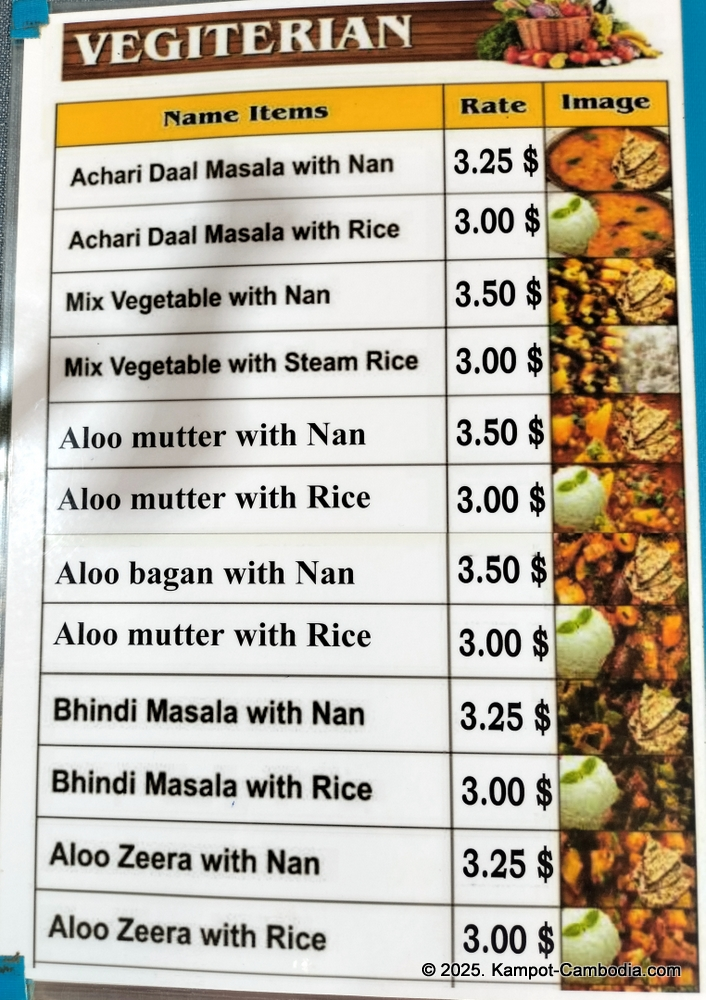 Ahmad Indian and Pakistani food in Kampot, Cambodia