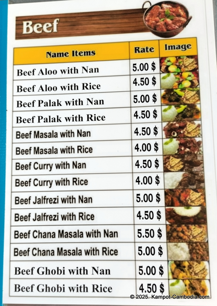 Ahmad Indian and Pakistani food in Kampot, Cambodia