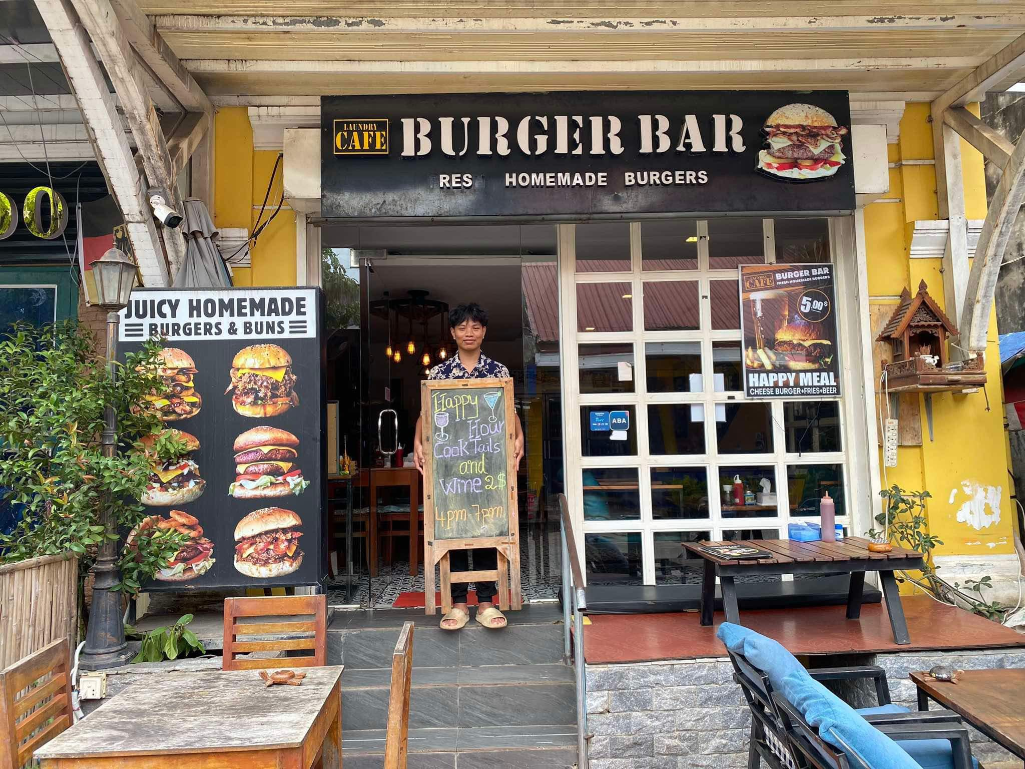 Laundry cafe burger bar in kampot cambodia