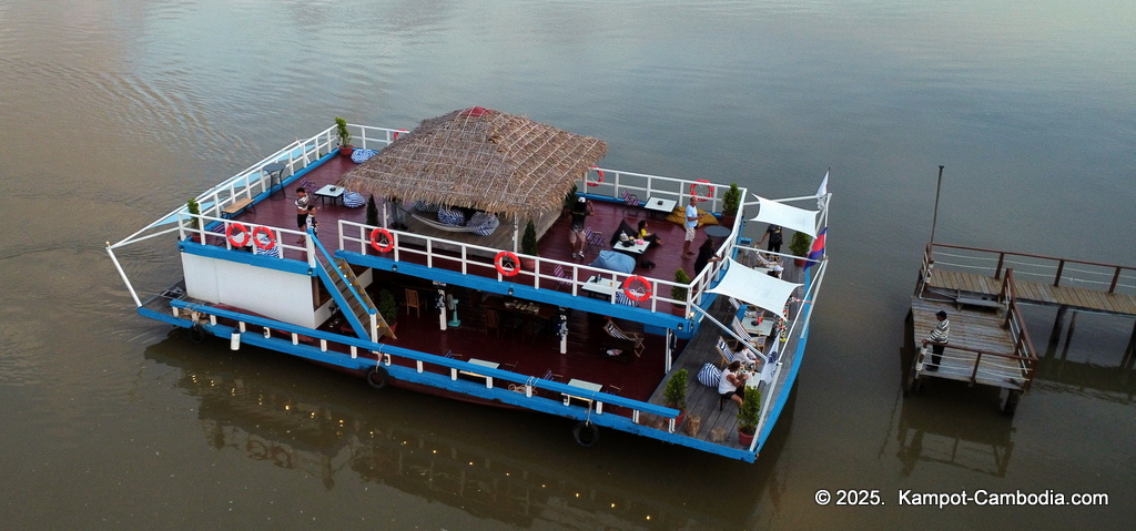 the bay boat. kampot, cambodia. daily cruises on the kampot river.