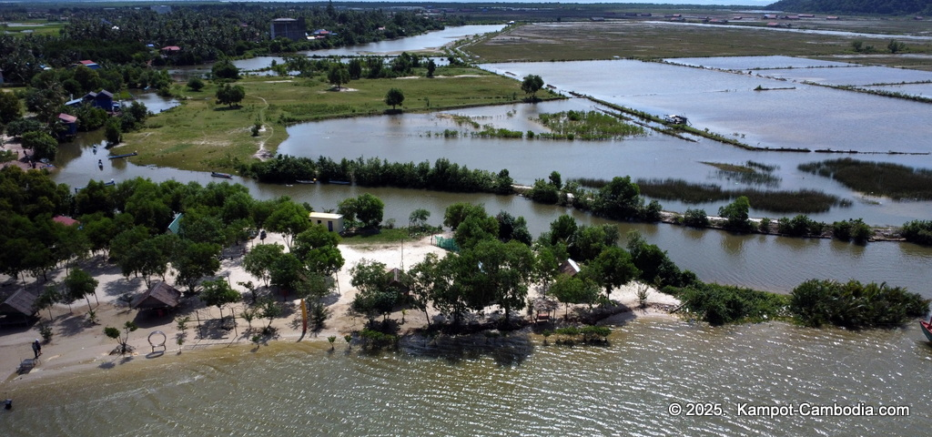 Phesamout Camping on fish island in Kampot, Cambodia.