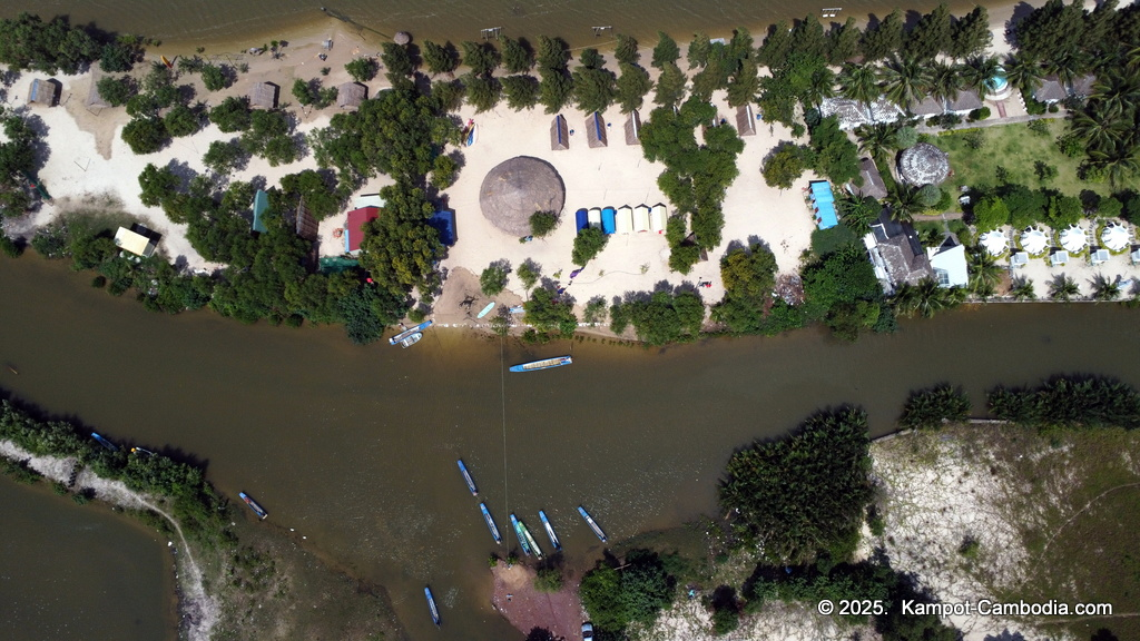 Phesamout Camping on fish island in Kampot, Cambodia.