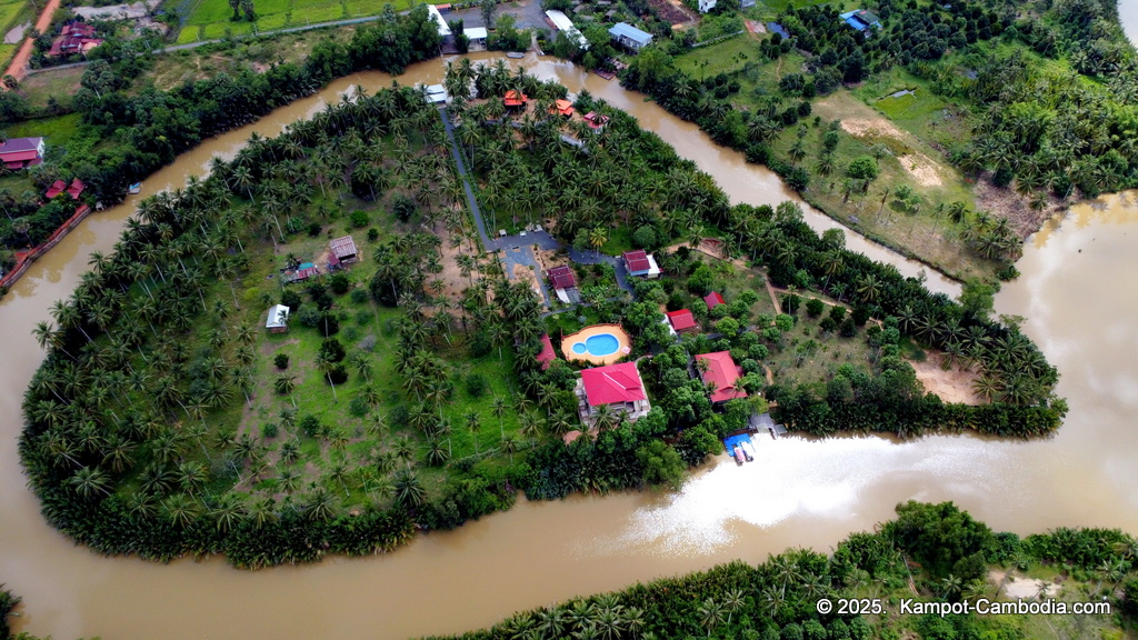 Queen Island resort in Kampot, Cambodia. Island resort.