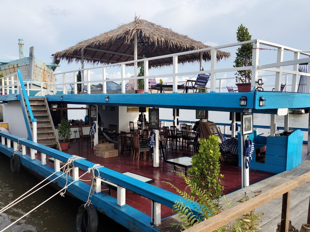 the bay boat. kampot, cambodia. daily cruises on the kampot river.