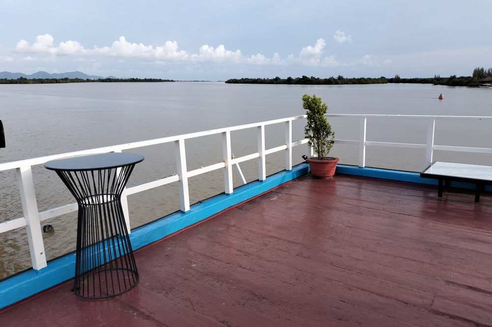 the bay boat. kampot, cambodia. daily cruises on the kampot river.