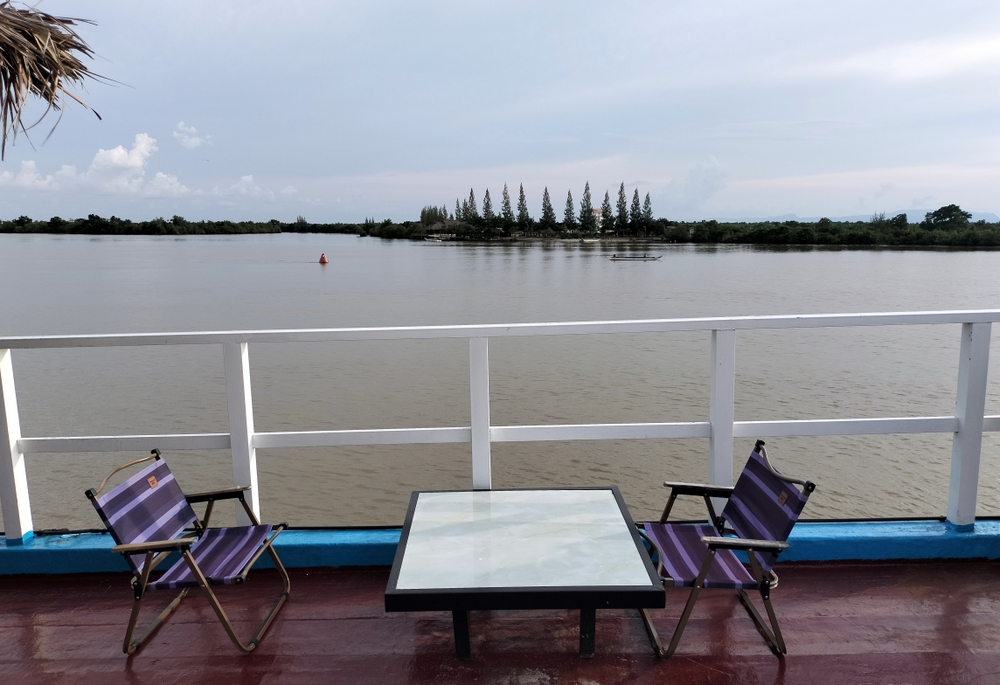 the bay boat. kampot, cambodia. daily cruises on the kampot river.