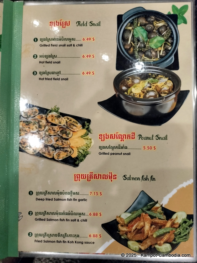 Phe Nesat seafood restaurant in Kampot, Cambodia