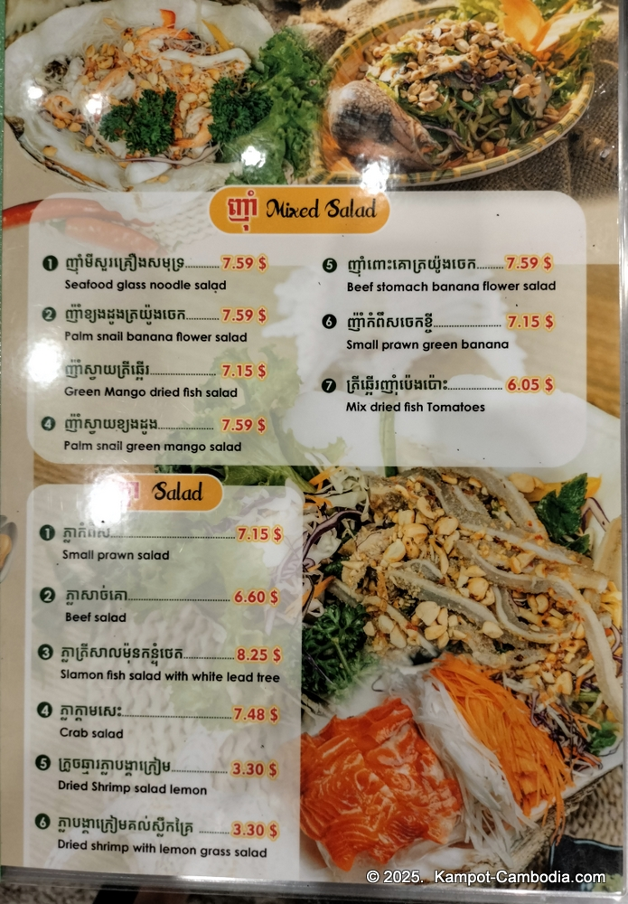 Phe Nesat seafood restaurant in Kampot, Cambodia