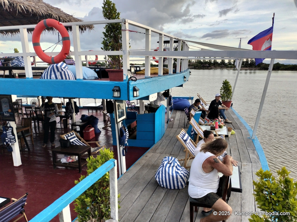 the bay boat. kampot, cambodia. daily cruises on the kampot river.