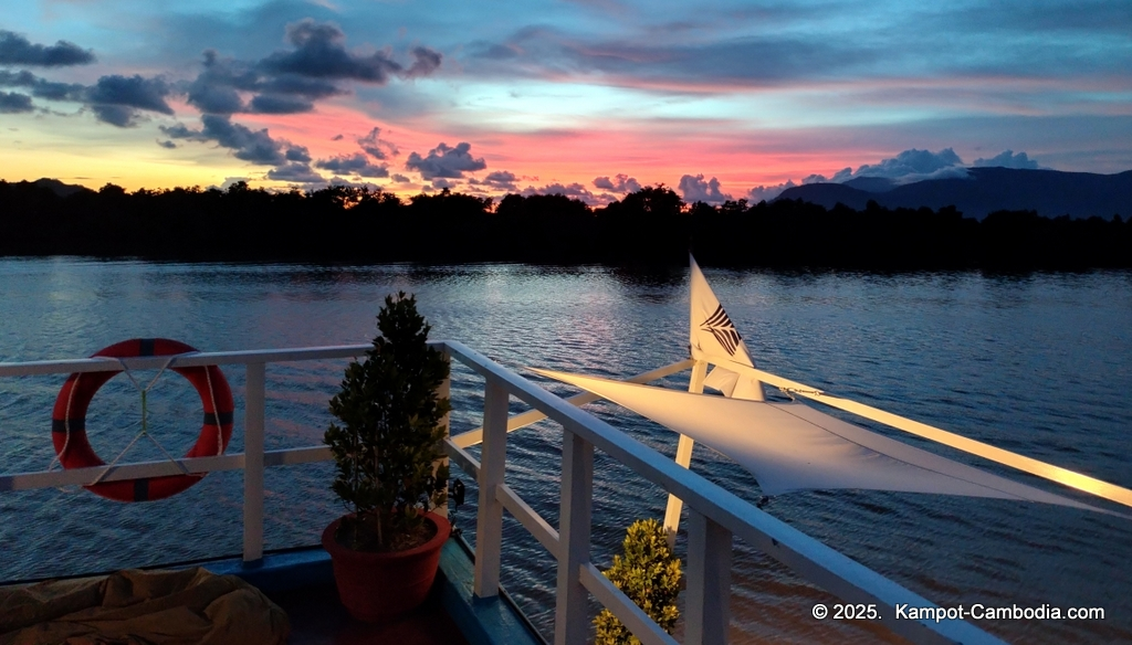 the bay boat. kampot, cambodia. daily cruises on the kampot river.